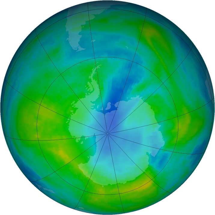 Antarctic ozone map for 19 April 1983